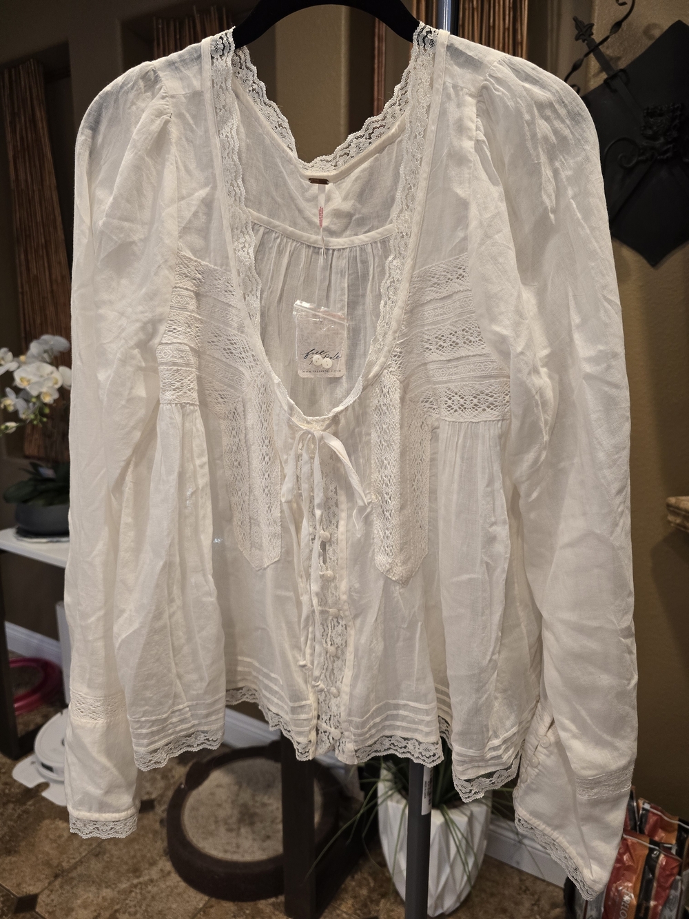 Free People Forevermore Long Sleeve Blouse, L, NWT